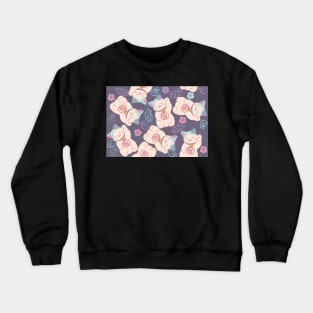 Lucky Neko on Purple Crewneck Sweatshirt